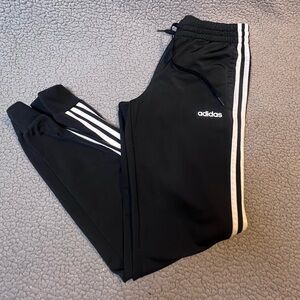 Adidas 3 Stripe Track Pants Girls Size Small Black And White Adjustable Waist